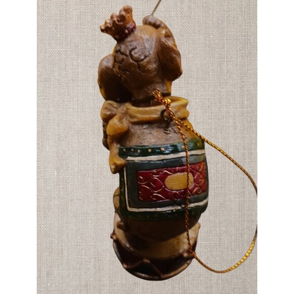 Vintage Circus Elephant Ornament Figurine Hanging Decoration With Drum & Crown - Picture 7 of 8